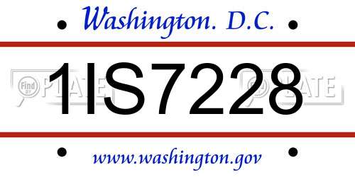 1IS7228 District Of Columbia License Plate