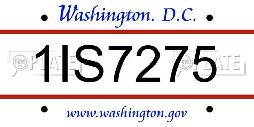 1IS7275 District Of Columbia License Plate