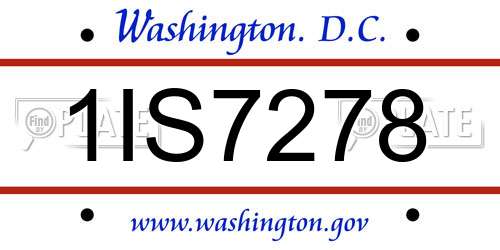 1IS7278 District Of Columbia License Plate