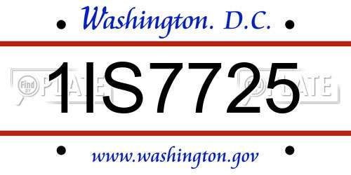 1IS7725 District Of Columbia License Plate