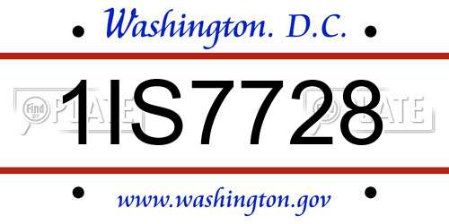 1IS7728 District Of Columbia License Plate