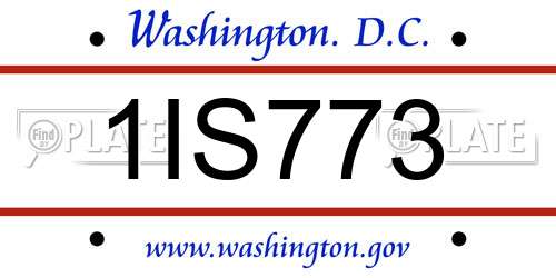 1IS773 District Of Columbia License Plate
