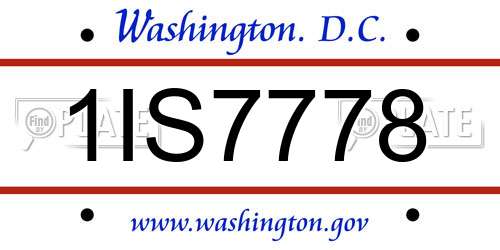 1IS7778 District Of Columbia License Plate