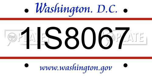 1IS8067 District Of Columbia License Plate