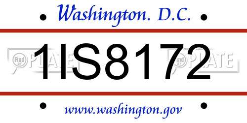1IS8172 District Of Columbia License Plate