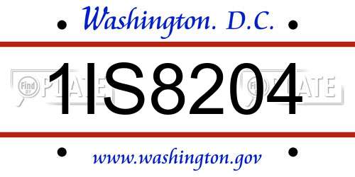 1IS8204 District Of Columbia License Plate