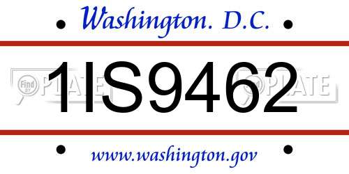 1IS9462 District Of Columbia License Plate