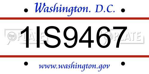 1IS9467 District Of Columbia License Plate