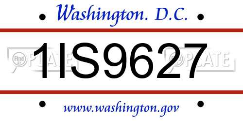 1IS9627 District Of Columbia License Plate
