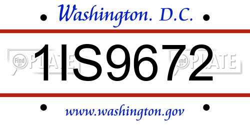 1IS9672 District Of Columbia License Plate