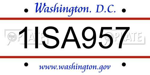 1ISA957 District Of Columbia License Plate