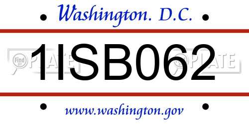 1ISB062 District Of Columbia License Plate