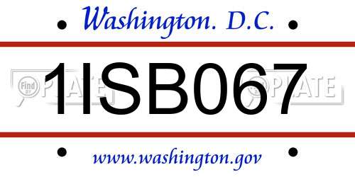 1ISB067 District Of Columbia License Plate