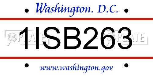 1ISB263 District Of Columbia License Plate