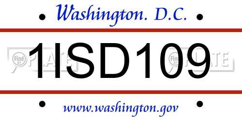 1ISD109 District Of Columbia License Plate