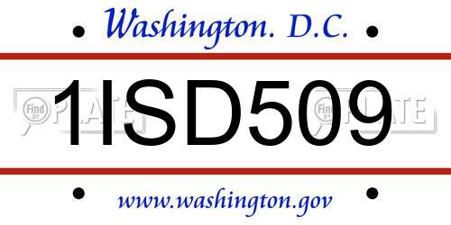 1ISD509 District Of Columbia License Plate