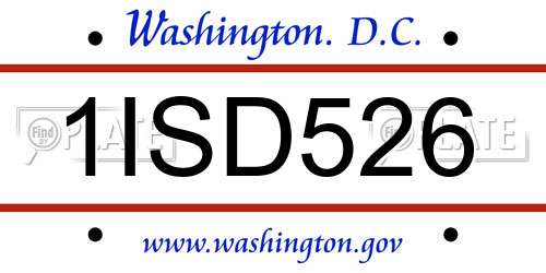 1ISD526 District Of Columbia License Plate