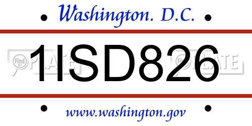 1ISD826 District Of Columbia License Plate