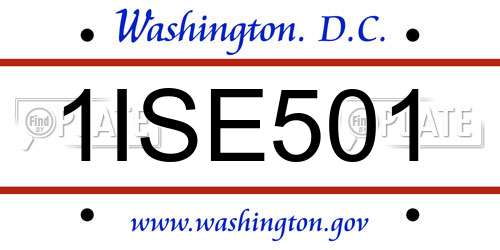 1ISE501 District Of Columbia License Plate
