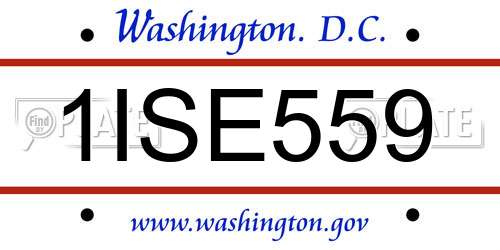 1ISE559 District Of Columbia License Plate