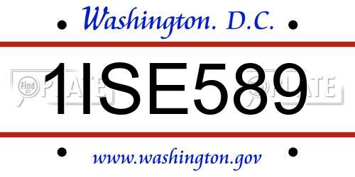 1ISE589 District Of Columbia License Plate
