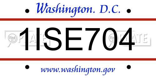 1ISE704 District Of Columbia License Plate