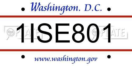 1ISE801 District Of Columbia License Plate