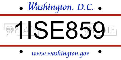 1ISE859 District Of Columbia License Plate