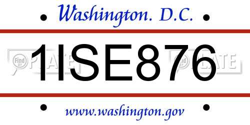 1ISE876 District Of Columbia License Plate