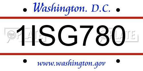 1ISG780 District Of Columbia License Plate