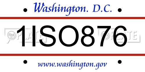 1ISO876 District Of Columbia License Plate