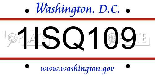 1ISQ109 District Of Columbia License Plate