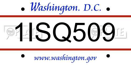 1ISQ509 District Of Columbia License Plate