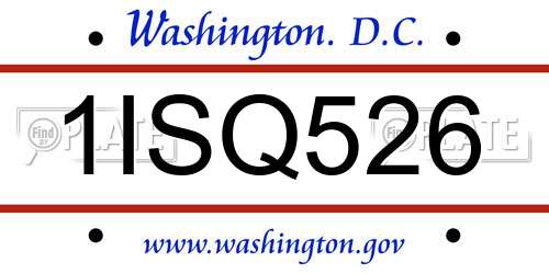 1ISQ526 District Of Columbia License Plate