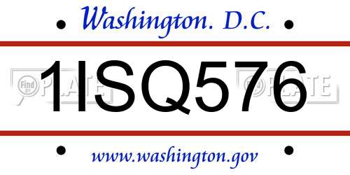 1ISQ576 District Of Columbia License Plate