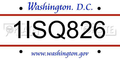1ISQ826 District Of Columbia License Plate