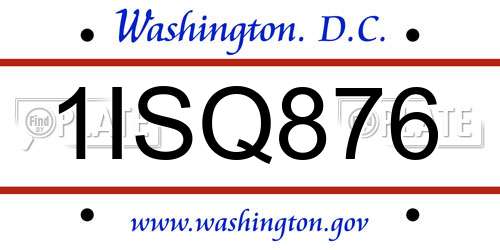 1ISQ876 District Of Columbia License Plate