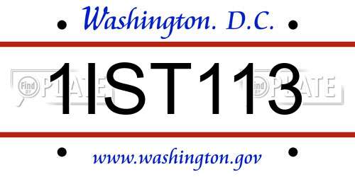 1IST113 District Of Columbia License Plate