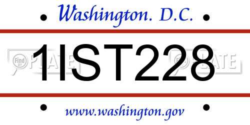 1IST228 District Of Columbia License Plate