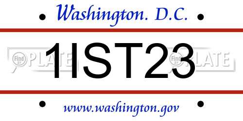 1IST23 District Of Columbia License Plate