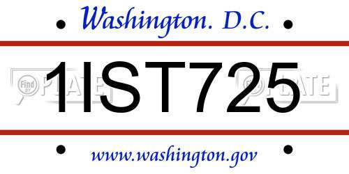1IST725 District Of Columbia License Plate