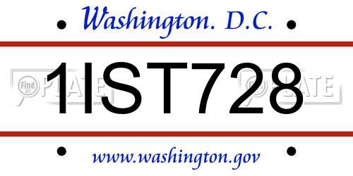 1IST728 District Of Columbia License Plate