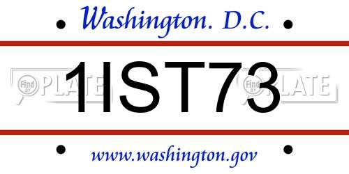 1IST73 District Of Columbia License Plate