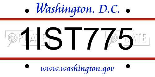 1IST775 District Of Columbia License Plate
