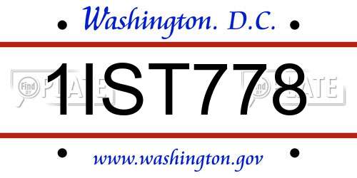 1IST778 District Of Columbia License Plate