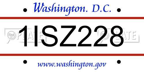 1ISZ228 District Of Columbia License Plate