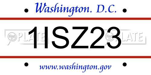 1ISZ23 District Of Columbia License Plate