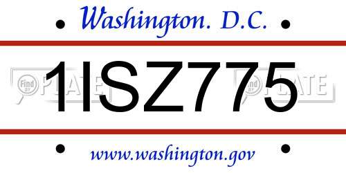 1ISZ775 District Of Columbia License Plate