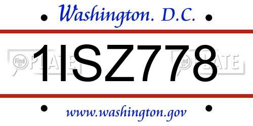 1ISZ778 District Of Columbia License Plate