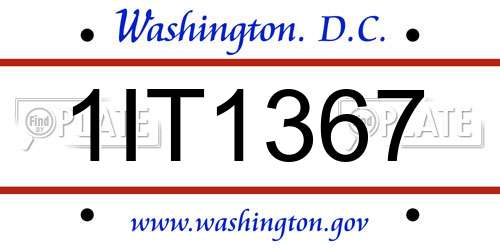 1IT1367 District Of Columbia License Plate